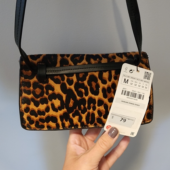 NWT ZARA Leather Leopard Multiway Crossbody Bag - Picture 6 of 7